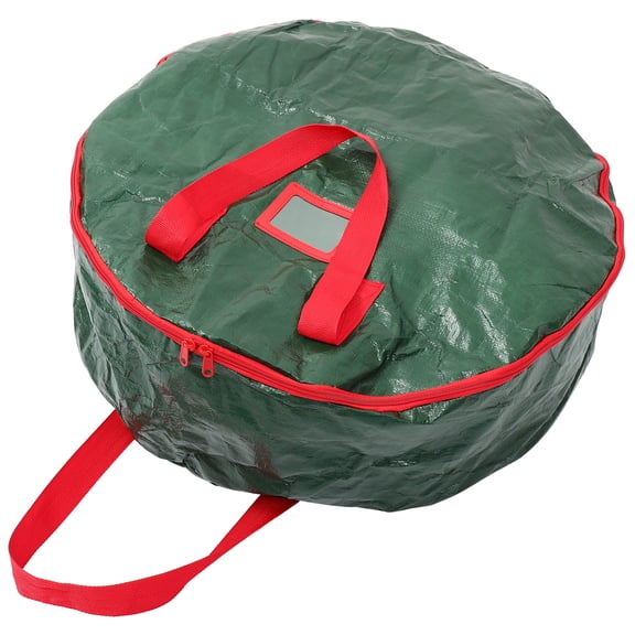 ORDDIART Large Green Round Wreath Storage Bag, 23.6 x 23.6 x 7.1 Inches, Holiday Decoration Organizer, and Spacious, 1 Piece