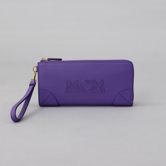 Pre-Owned MCM AREN L-Shaped Long Wallet MYLDATA04 PUR UQ001 Purple Leather