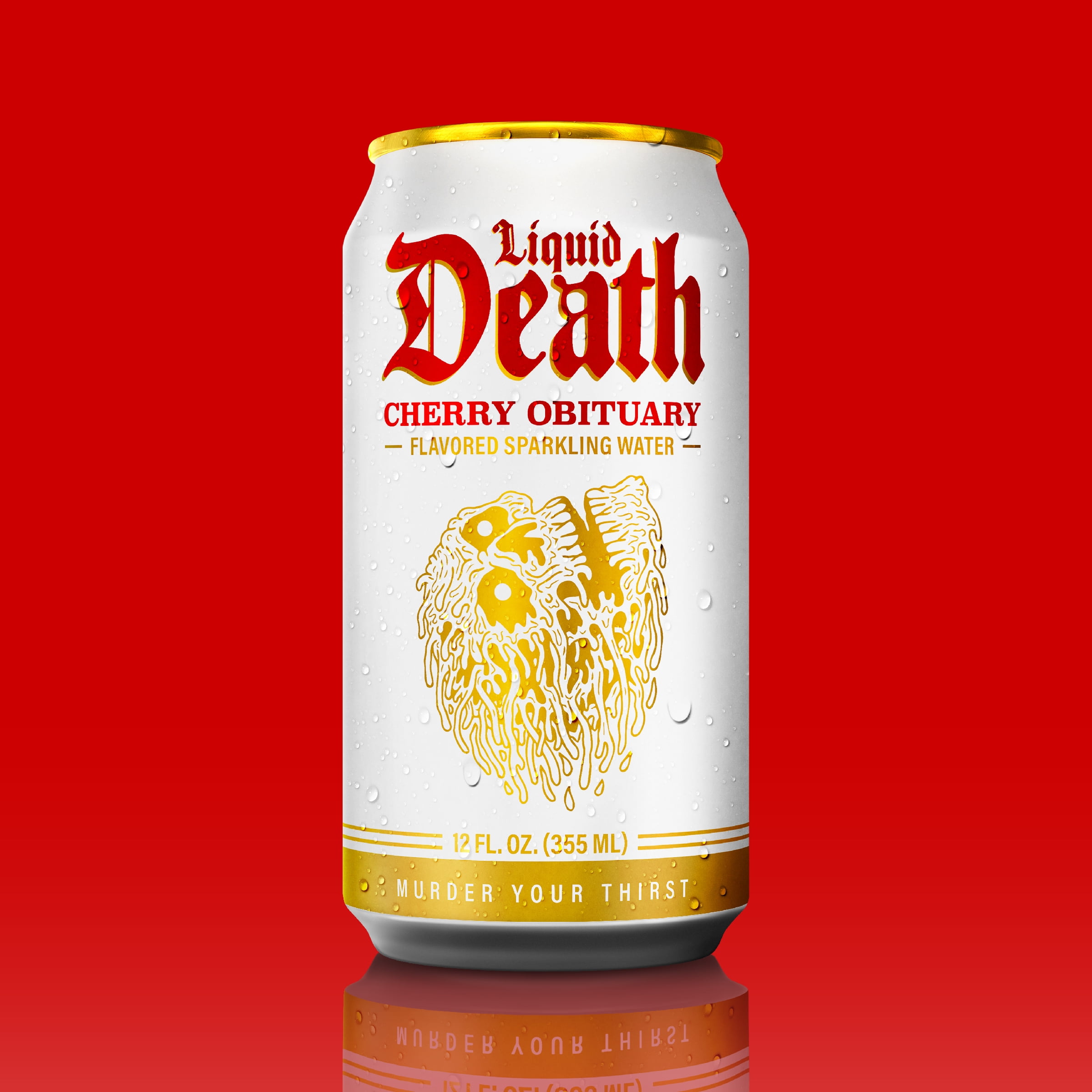 Liquid Death, Cherry Obituary, Soda-Flavored Sparkling Water, 6-Pack (12 fl oz Cans), Low Sugar, Huge Flavor and No Artificial Sweeteners