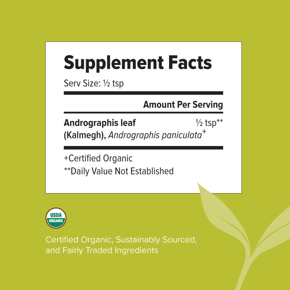 Banyan Botanicals Organic Kalmegh Powder - Andrographis paniculata - 1/2 lb - Bitter Herb for Immune Health and Respiratory Support*- Non-GMO Sustainably Sourced No Additives or Fillers Vegan
