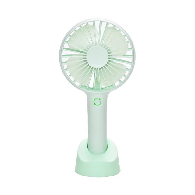 Ventilador portátil de mano MACHAO USB RECARGABLE con BATERÍA base para hogar oficina dormitorio y viajes al aire libre verde