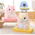 thumbnail image 5 of Lindos juguetes de peluche de hámster con manta de color rosa, 5 of 5