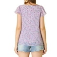 thumbnail image 4 of Allegra K Women's Short Sleeve Square Neck Ruffled Floral Chiffon Blouse, 4 of 8