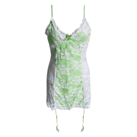 

wendunide underwear women Women Ladies y Valentine Lingerie Lace Babydoll Underwear Nightwear Sleepwear Green XL