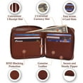thumbnail image 3 of MAISON DE NOAH Mens Zip Wallets | Zip Up Leather Bifold Wallet with RFID Blocking - Milk Brown, 3 of 6