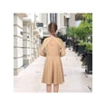 thumbnail image 5 of Sunny Fashion Girls Dress Fawn Long Sleeve Lace Trimmed Waffle Knit Flared Pearl Formal Church Wedding Fall 6 Years, 5 of 7