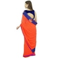 thumbnail image 2 of Atasi Indian Traditional Georgette Saree Women's Solid Orange Sari With Blouse Piece, 2 of 7