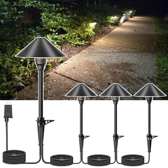 Low Voltage Pathway Lights with Timer, 4H/6H/8H Auto On/Off Low Voltage Landscape Lighting, Waterproof LED Landscape Path Lights