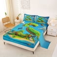 thumbnail image 2 of Feelyou Cartoon Dinosaur Letter S Print Full Size Sheets for Boys Girls, Cute Animal Bed Sheets, Blue, 4 Pieces, 2 of 5