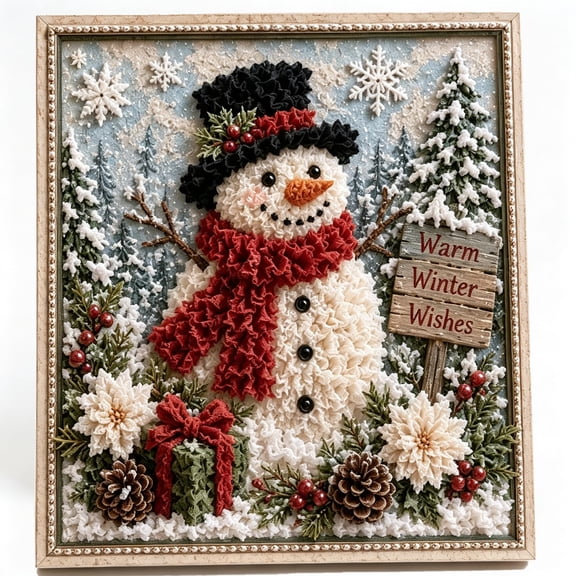 3D Christmas Fabric Poke Art Kit,Fabric Poke Art Kit for Adults, Vintage Christmas Decoration,DIY Handmade Craft Kit, BD