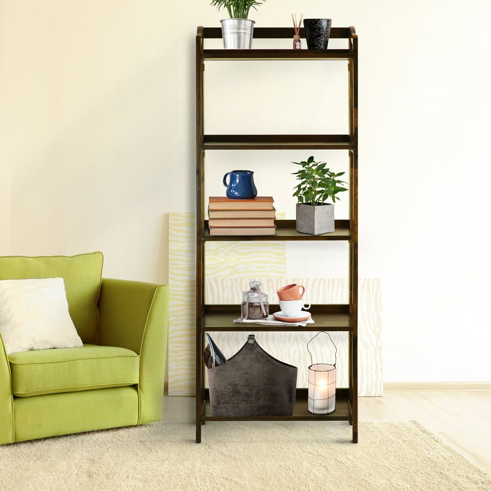 Stratford 5Shelf Folding BookcaseWarm Brown