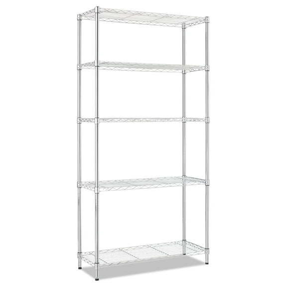 Alera Residential Wire Shelving, Five-Shelf, 36w x 14d x 72h, Silver -ALESW853614SR