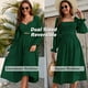 thumbnail image 2 of Vestido de manga larga abombada con lazo en la espalda para mujer Vestido a media pierna informal fluido reversible con volantes salvia y bolsillo para fiesta Boda Playa verde oscuro xl Sailing Electrónica, 2 of 5