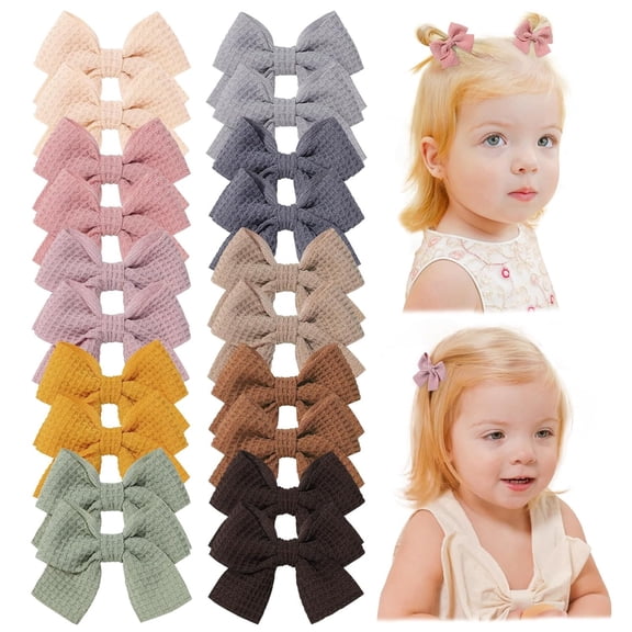 BZCOE 20Pcs Baby Hair Clips Girls Bows 2" Mini Alligator Clip Toddler Pigtail Bow Fine Hair Clip Small Hair Clips