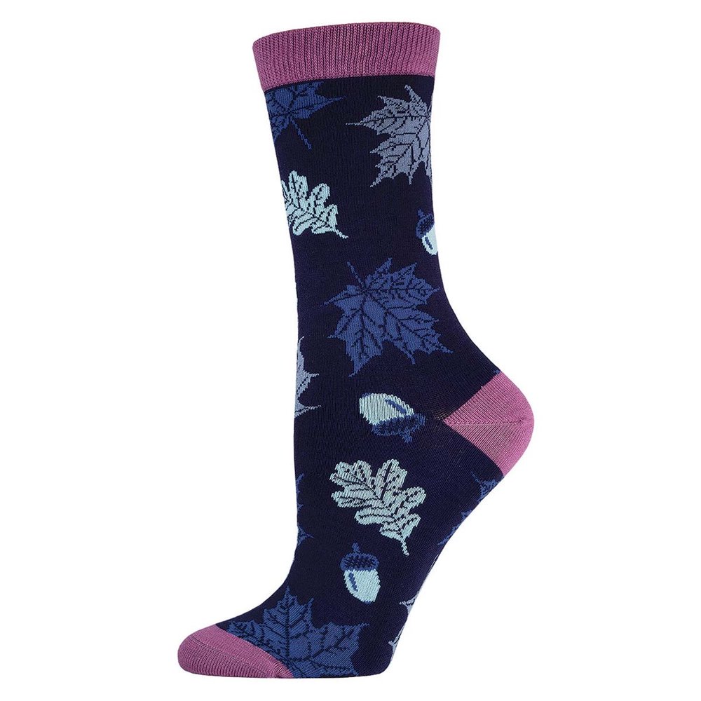Socksmith Socksmith Adult Women's Autumn Leaves Crew Socks in Navy