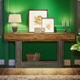 thumbnail image 2 of 63" Farmhouse Console Table - Rustic Brown Grain Top & Vintage Gray U-Shaped Base, E1 MDF with Lower Shelf, Versatile for Entryway, Living Room, Behind Couch, TV Stand, 2 of 6
