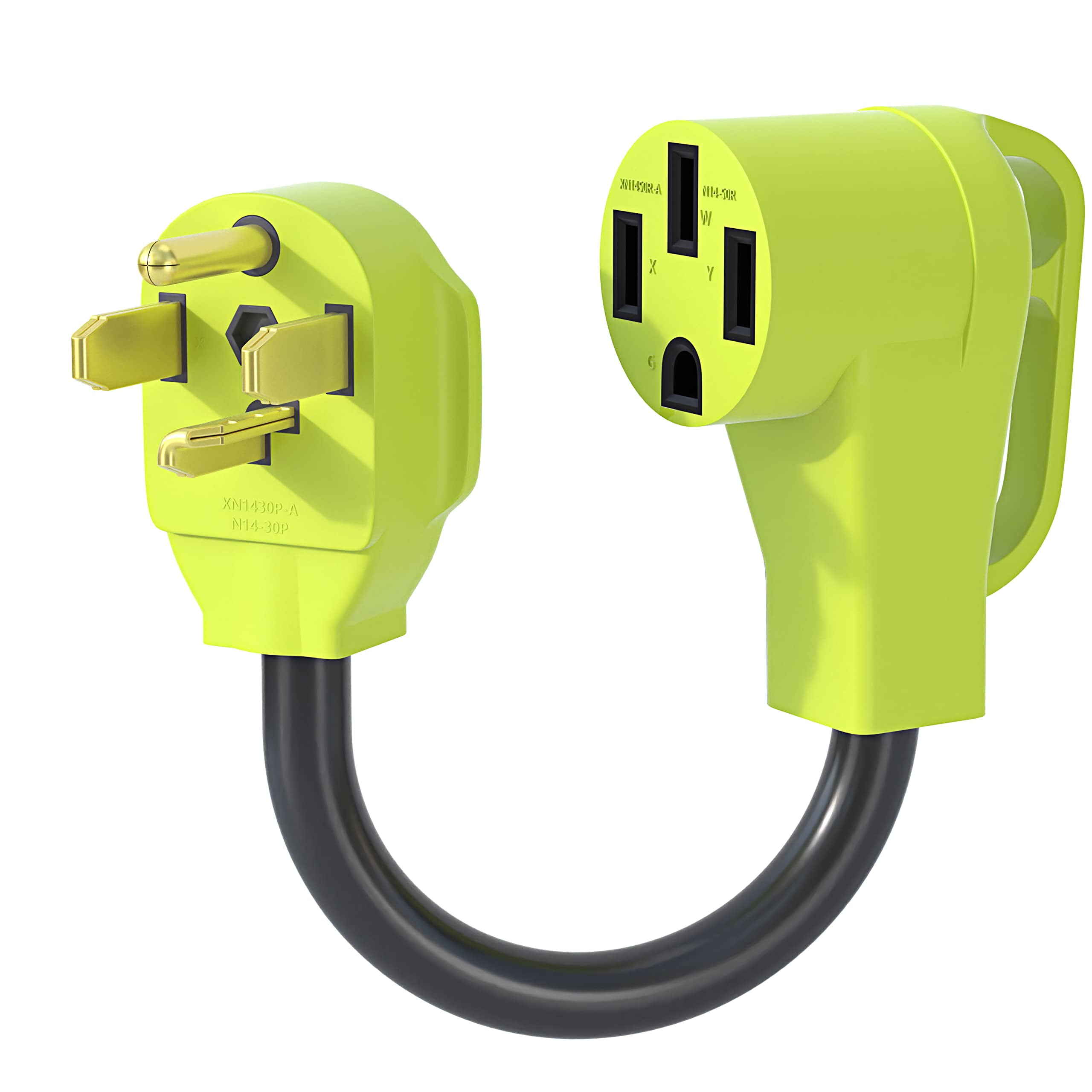 NEMA 1430P to 1450R EV Adapter, 30Amp Dryer Plug to 50Amp EV Charging Adapter Cord, Level 2