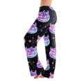 thumbnail image 2 of Pajama Pants for Women Halloween Pumpkin Bat Print Soft Comfy Lounge Pants Elastic Waist, 2 of 6