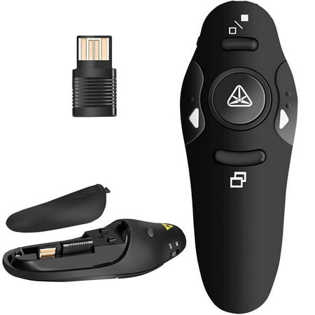 Peroptimist Wireless Presenter RF 2.4GHz USB Presentation PowerPoint Clicker PPT Remote Control Laser Pointer Slide