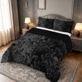 thumbnail image 2 of meiyoeat Vintage Damask Floral King Size Comforter Sets,Gothic Skull Pattern Comforters King Size For Adults,Grey Black,Black Reversible,3pcs,1 Comforter and 2 Pillowcases, 2 of 7