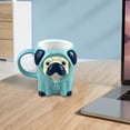 thumbnail image 3 of Taza de cerámica 3D con diseño de perro salchicha, con asa tallada, pintada a mano, ideal como regalo para amantes del café., 3 of 8
