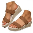thumbnail image 3 of DAFEI Tassel Trim Sandals with Woven Straps Platform Wedge Heel Rope Sole Boho Toe Ring Slip On Sandals for Summer, 3 of 8