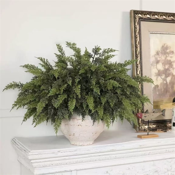 Artificial Flowers,Christmas Cedar Branches 18 Inches Artificial Cedar Branch Greenery Plants Stem Picks For Vase DIY Crafts Garland Wreath Xmas Indoor Outdoor Decor