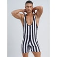 thumbnail image 4 of YIZYIF Mens One Piece Swimsuit Stripes Print Water Sports Speed Dry Surfing Bodysuit Black S, 4 of 7