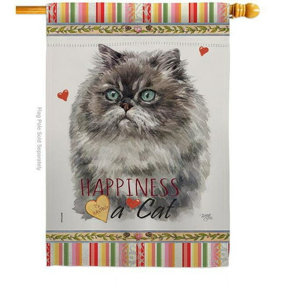 Breeze Decor H110181-BO 28 x 40 in. Cat Himalayan Happiness Double-Sided Decorative Vertical House Flag