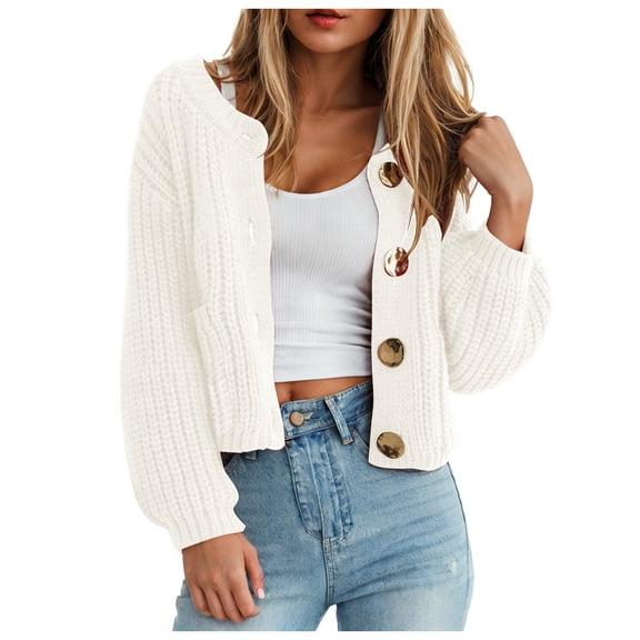 ASEIDFNSA Womens Oversized Cardigan Sweaters Chunky Knit Button Down V Neck Pockets Fall Casual