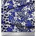 thumbnail image 3 of Soimoi Blue polyester Crepe Fabric Leopard Animal Skin Print Fabric by the Yard 52 Inch Wide, 3 of 3