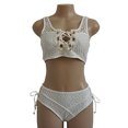 thumbnail image 2 of SAYFUT Women Two Piece Bikini Set Lace Up Front Top High Waist Tie Side Bottom Lace Swimwear Swimsuit, 2 of 7