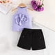 thumbnail image 2 of Odeerbi 9M-5Y Niñas Conjuntos de Verano Algodón Halter Tops Pantalones Cortos Conjunto de Dos Piezas Flor Sin Mangas Lazo, 2 of 9