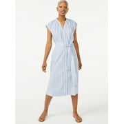 Free Assembly Women's Shirred Midi Shirtdress