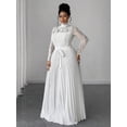 thumbnail image 4 of Plus Size Elegant White Lace Bodice Pleated Waist Tie Long Dress, 4 of 7