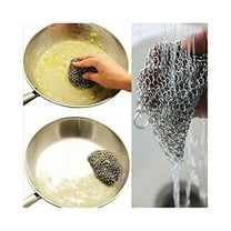 Cast Iron Skillet Cleaner Scrubber Stainless Steel Chain Mail For Iron Pan 6X8In YIWEI