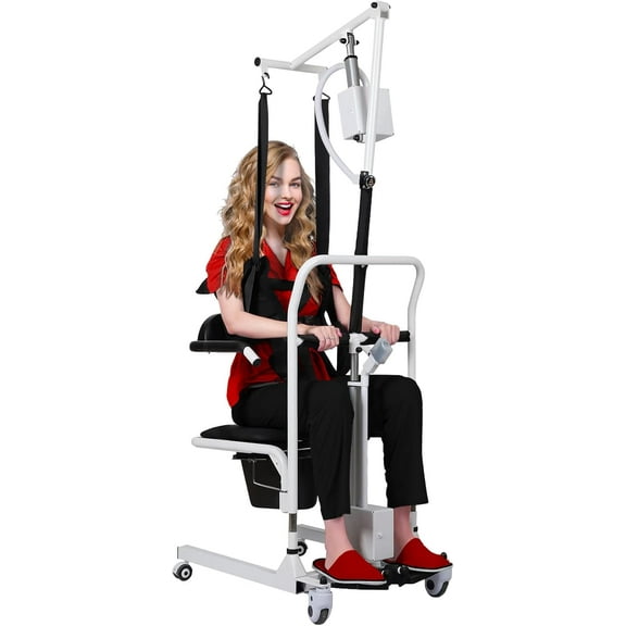 Electric Transfer Patient Lift Chair (4 in 1) 180° Split Mobility Seat 330 lbs for Elderly Disabled Handicapped Full Body Sling Portable