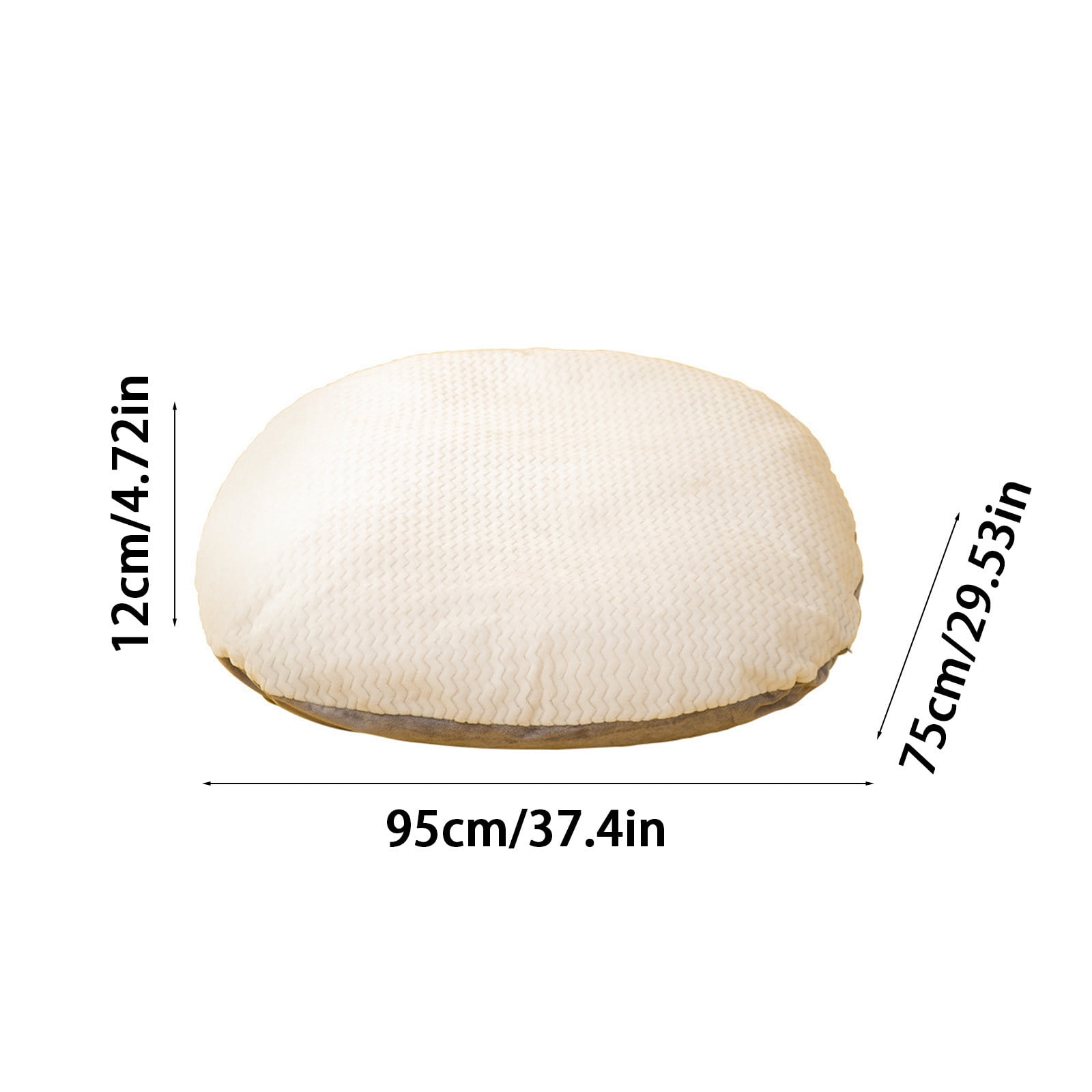 Round Orthopedic Dog Bed Mat, 37.4x29.53x4.72in Detachable Washable Plush Pet Cushion with Non-Slip Bottom, All Season Warm Dog Kennel Mat for Medium Dogs & Cats