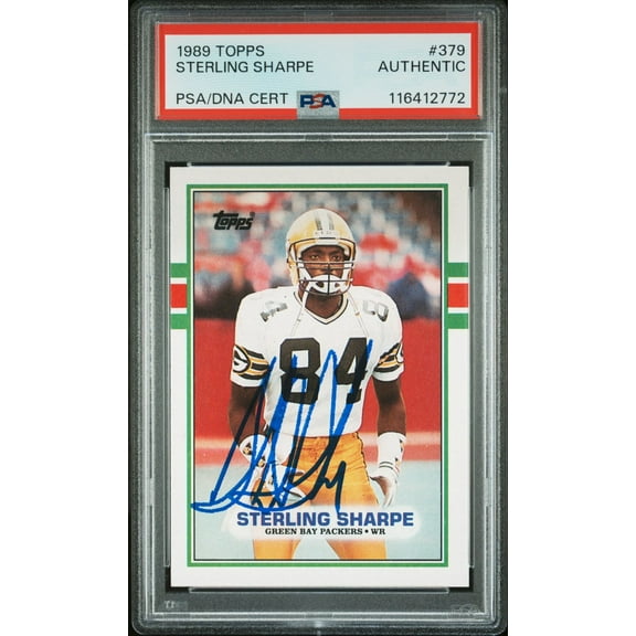 Sterling Sharpe 1989 Topps Signed Football Rookie Card #379 Auto PSA Authentic