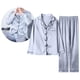 thumbnail image 5 of Conjunto de pijamas de dormir Hugo pijamas de hombre manga larga transpirable gris, 5 of 7