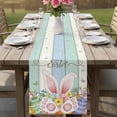 thumbnail image 4 of Easter Table Runner 90 Inches, Spring Rabbit Ear Eggs Floral Butterfly Wooden Bed Runner Dresser Scarves Tabletop for Indoor Outdoor Parties/Ceremony/Banquet, 13" x 90", 4 of 8