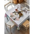 thumbnail image 2 of Grey Easter Suqare Tablecloth - 60 x 60 Inch, Spring Cartoon Bunny Colorful Eggs Wood Grain Waterproof & StainResistant Tablecloth, Washable Oil-proof Table Cover for Dining/Party/Wedding/Buffet, 2 of 9