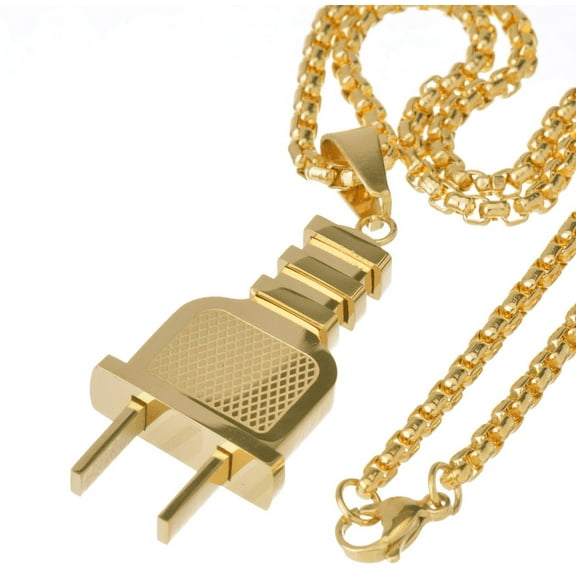 Fashion Stainless Steel Electric Plug Pendant with Box Chain 24" SCP 257 G