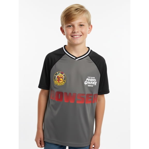 Super Mario Galaxy Movie Boys Bowser Graphic Soccer Jersey, Sizes 4-18