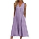 thumbnail image 2 of ICHUANYI ClearanceWomen's Fashion Casual Sleeveless V-Neck Button Striped Print Pocket Maxi Dress(Purple, XL) ICHUANYI WER20232080503468, 2 of 8