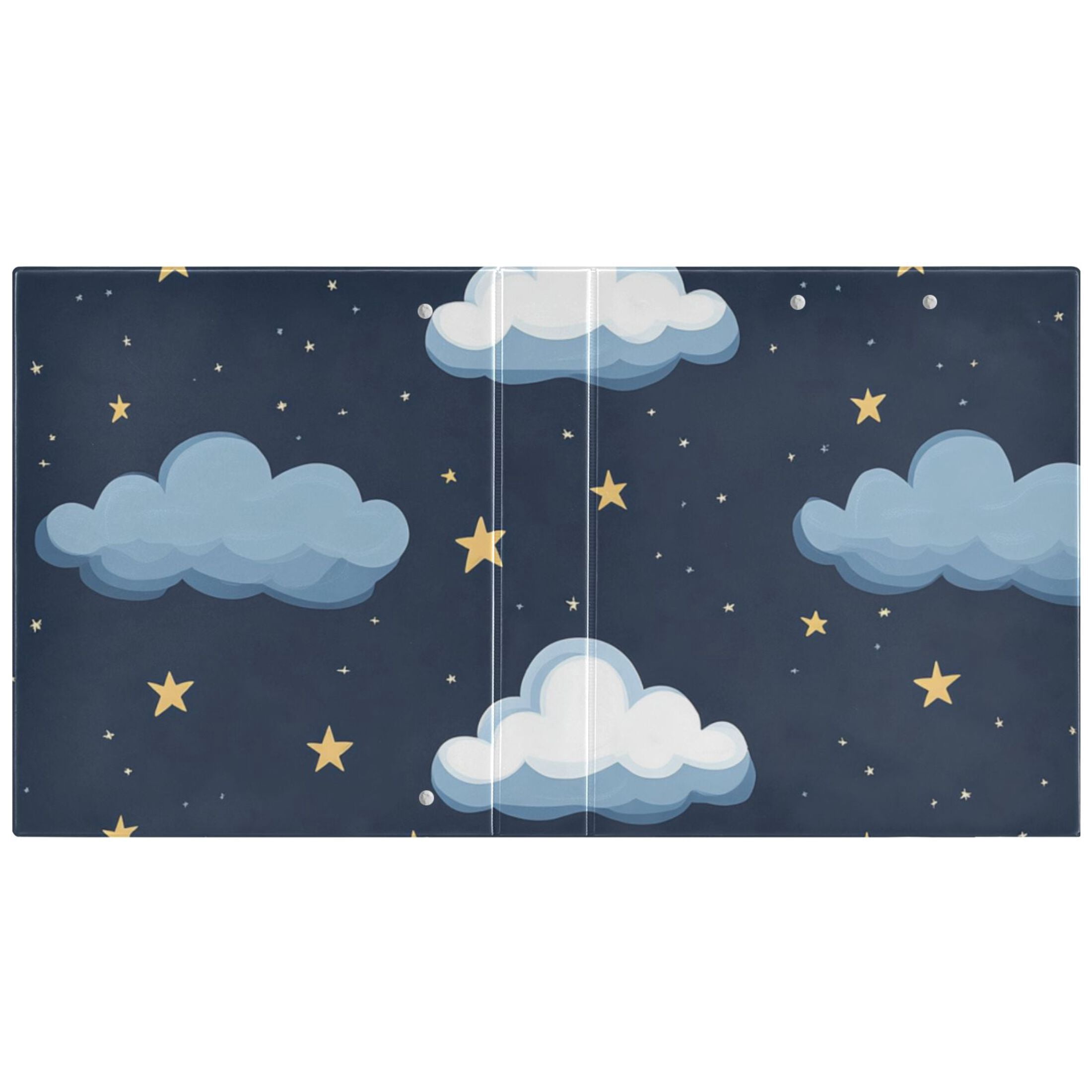 Clouds Stars 3 Ring Binders 1.5 inch Hardcover File Folders with Interior Pockets A4 Size Organizer for School Office Hospital
