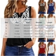 thumbnail image 4 of VBVC Women's Contrast Lace V Neck Tank Top , Ladies' Button Detail Empire Waist Blouse , Summer Sleeveless Babydoll Shirts For Women,Black,S-2XL, 4 of 6