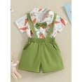 thumbnail image 3 of Bagilaanoe 2Pcs Newborn Baby Boys Overalls Shorts Set Short Sleeve Rabbit Print Romper Tops + Suspender Short Pants 3M 6M 12M 18M 24M Infant Gentleman Formal Clothes, 3 of 9