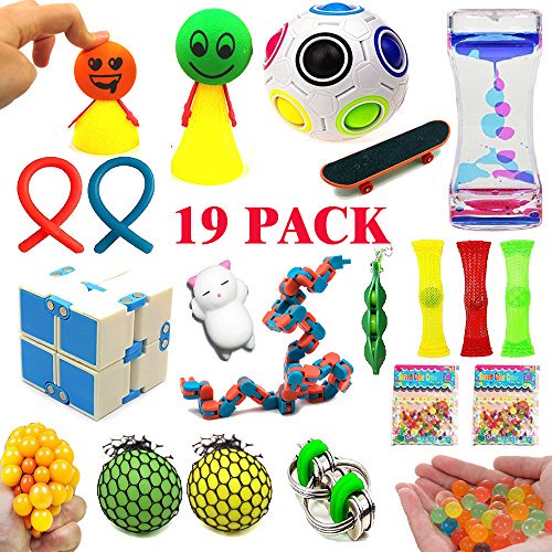 19 Pack Sensory Fidget Toys Bundle Stress Relief Toys For Adults And Kids Fidget Cube Bike Chain Liquid Motion Timer Rainb Walmart Com Walmart Com