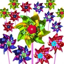 Triani 50Pcs Plastic Rainbow Windmill Windmill Party Pinwheels DIY Pinwheel for Kids Toy olorful Garden Wind Spinners Deterrent to Scare Birds Away from Yard Bird(Multi-color)